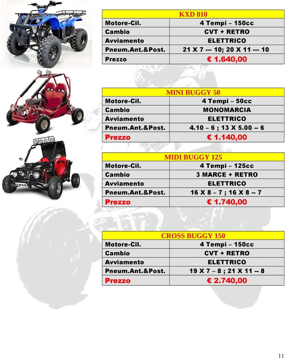 140,00 MIDI BUGGY 125 3 MARCE + RETRO 16 X 8 7 ; 16 X 8 -- 7 1.