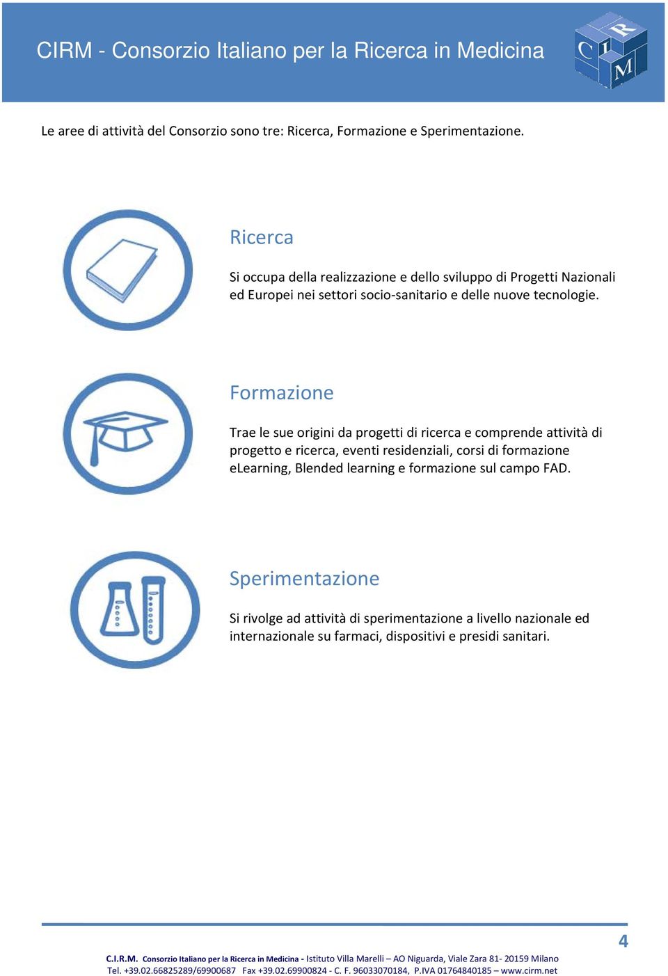 Formazione Trae le sue origini da progetti di ricerca e comprende attività di progetto e ricerca, eventi residenziali, corsi di formazione