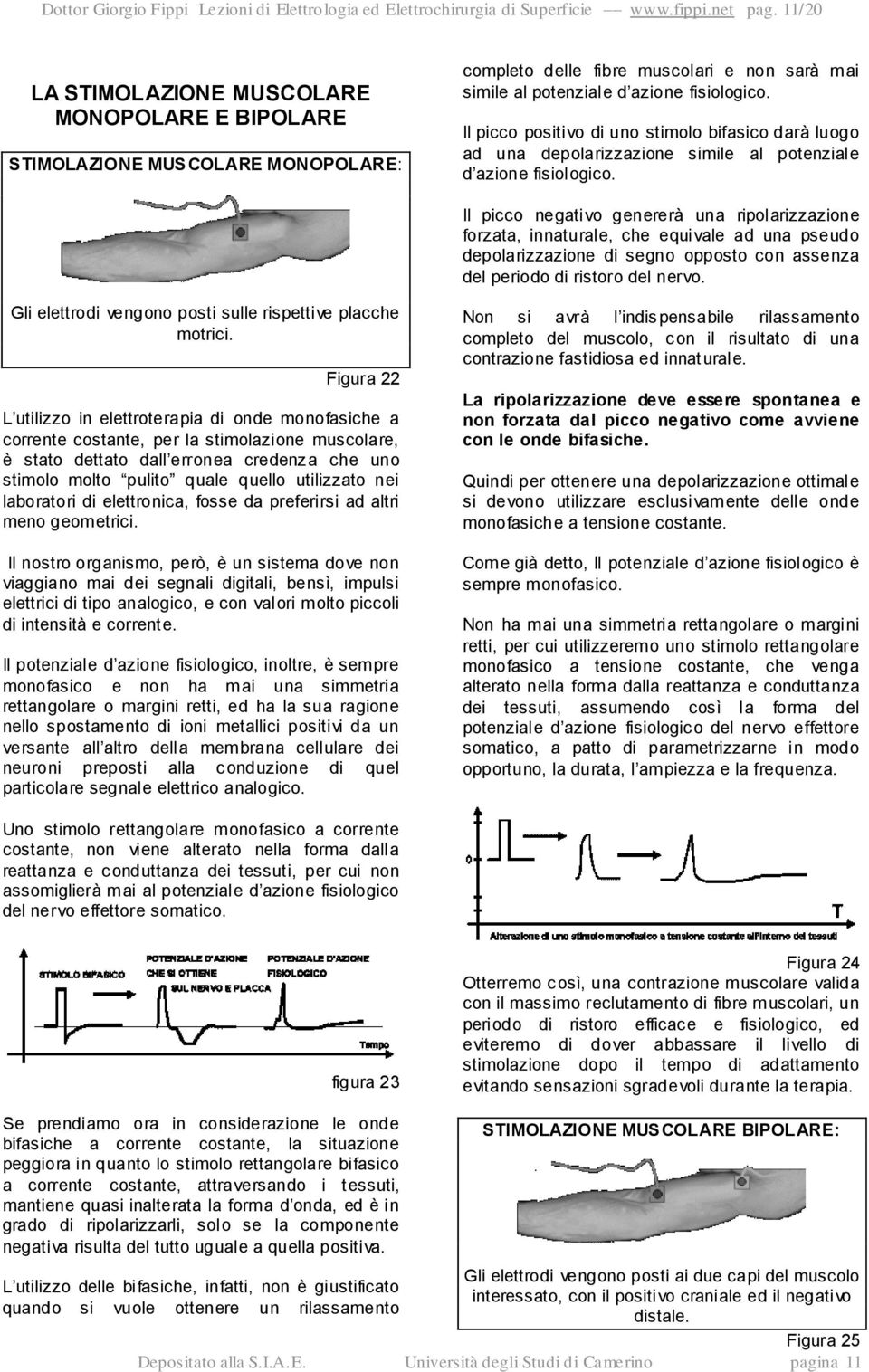 Il picco positivo di uno stimolo bifasico darà luogo ad una depolarizzazione simile al potenziale d azione fisiologico.