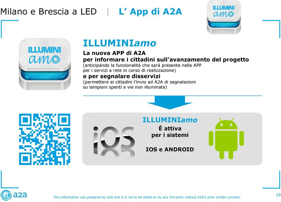 rete in corso di realizzazione) e per segnalare disservizi (permettere ai cittadini l invio ad A2A di