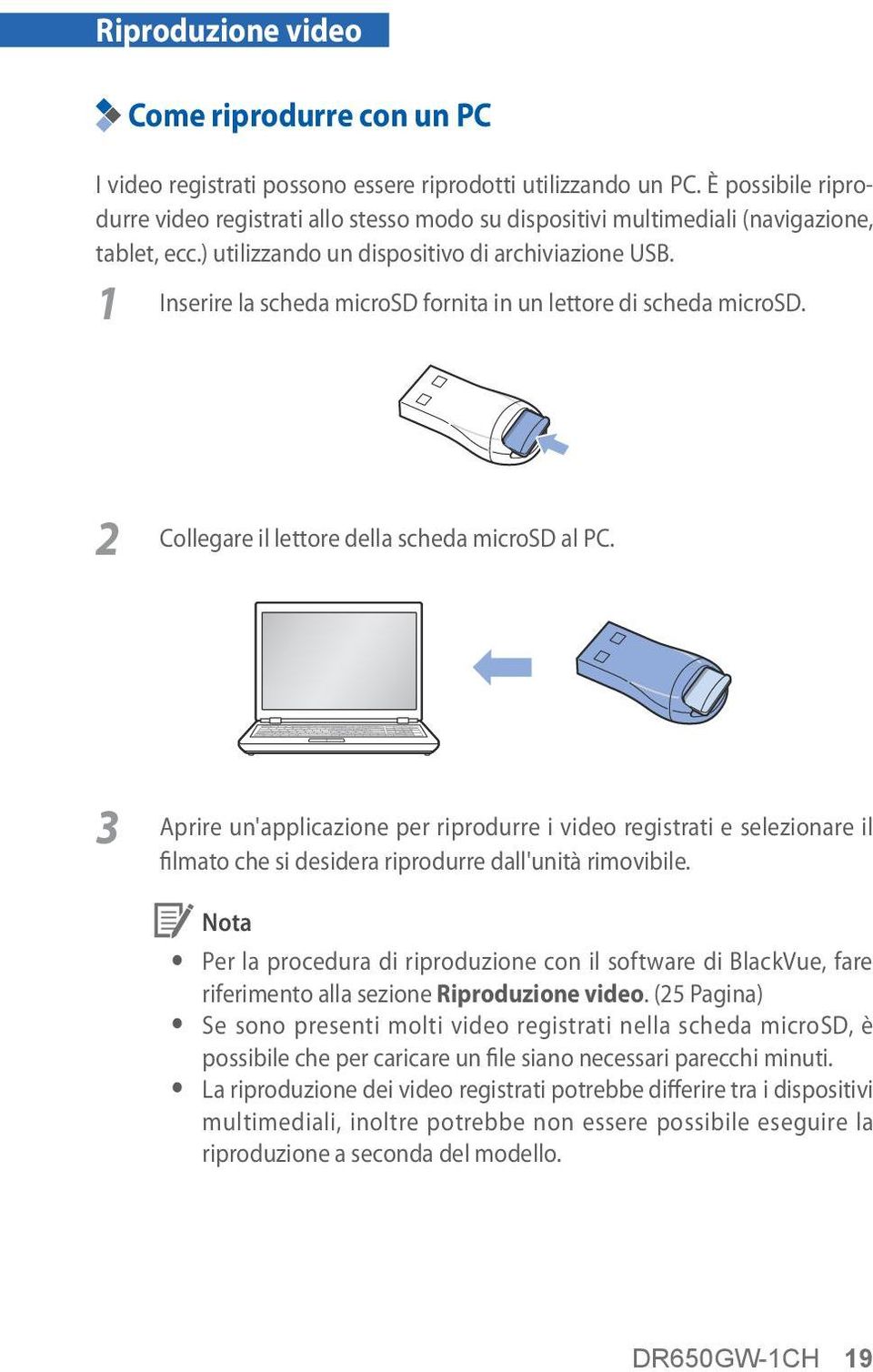 Inserire la scheda microsd fornita in un lettore di scheda microsd. 2 Collegare il lettore della scheda microsd al PC.