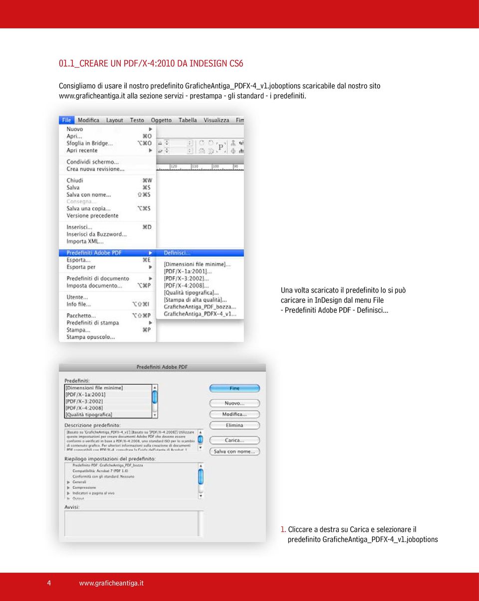 it alla sezione servizi - prestampa - gli standard - i predefiniti.