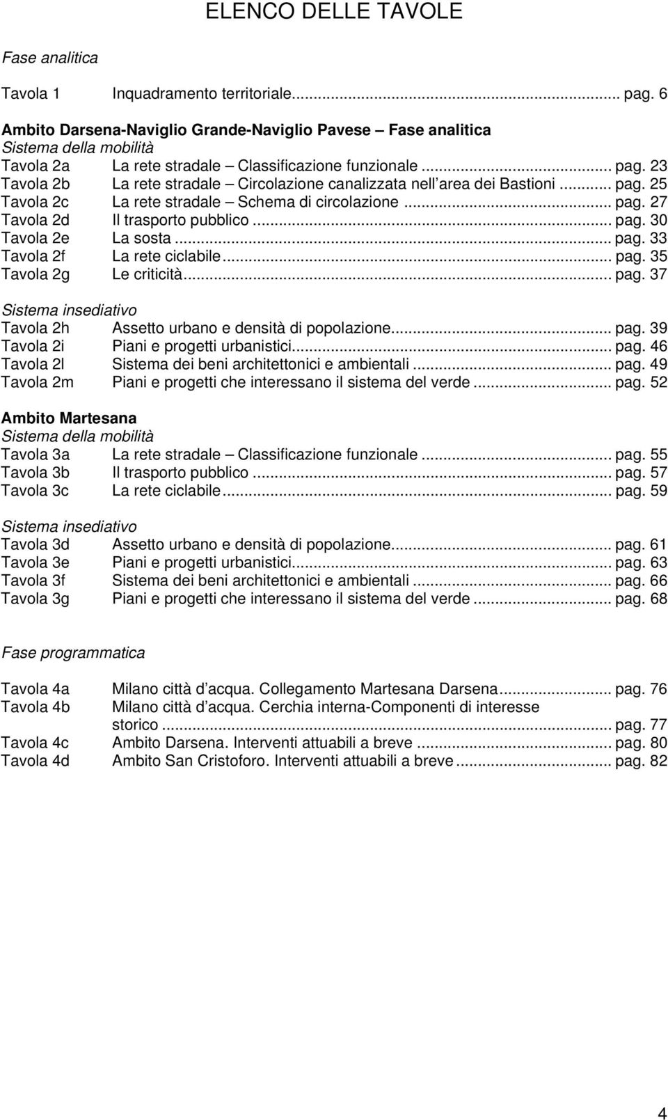 23 Tavola 2b La rete stradale Circolazione canalizzata nell area dei Bastioni... pag. 25 Tavola 2c La rete stradale Schema di circolazione... pag. 27 Tavola 2d Il trasporto pubblico... pag. 30 Tavola 2e La sosta.