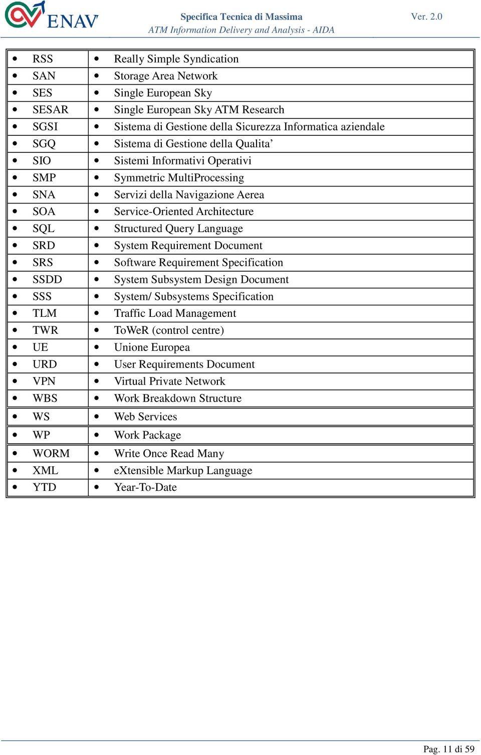 Requirement Document SRS Software Requirement Specification SSDD System Subsystem Design Document SSS System/ Subsystems Specification TLM Traffic Load Management TWR ToWeR (control centre) UE Unione