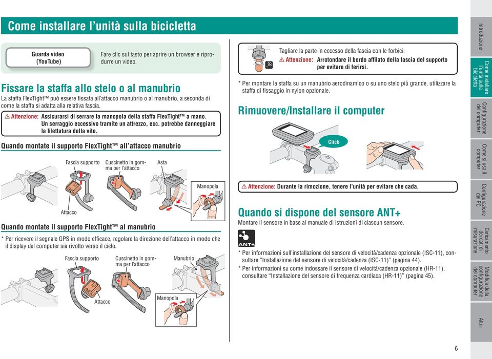 Attenzione: Assicurarsi di serrare la manopola della staffa FlexTight a mano. Un serraggio eccessivo tramite un attrezzo, ecc. potrebbe danneggiare la filettatura della vite.