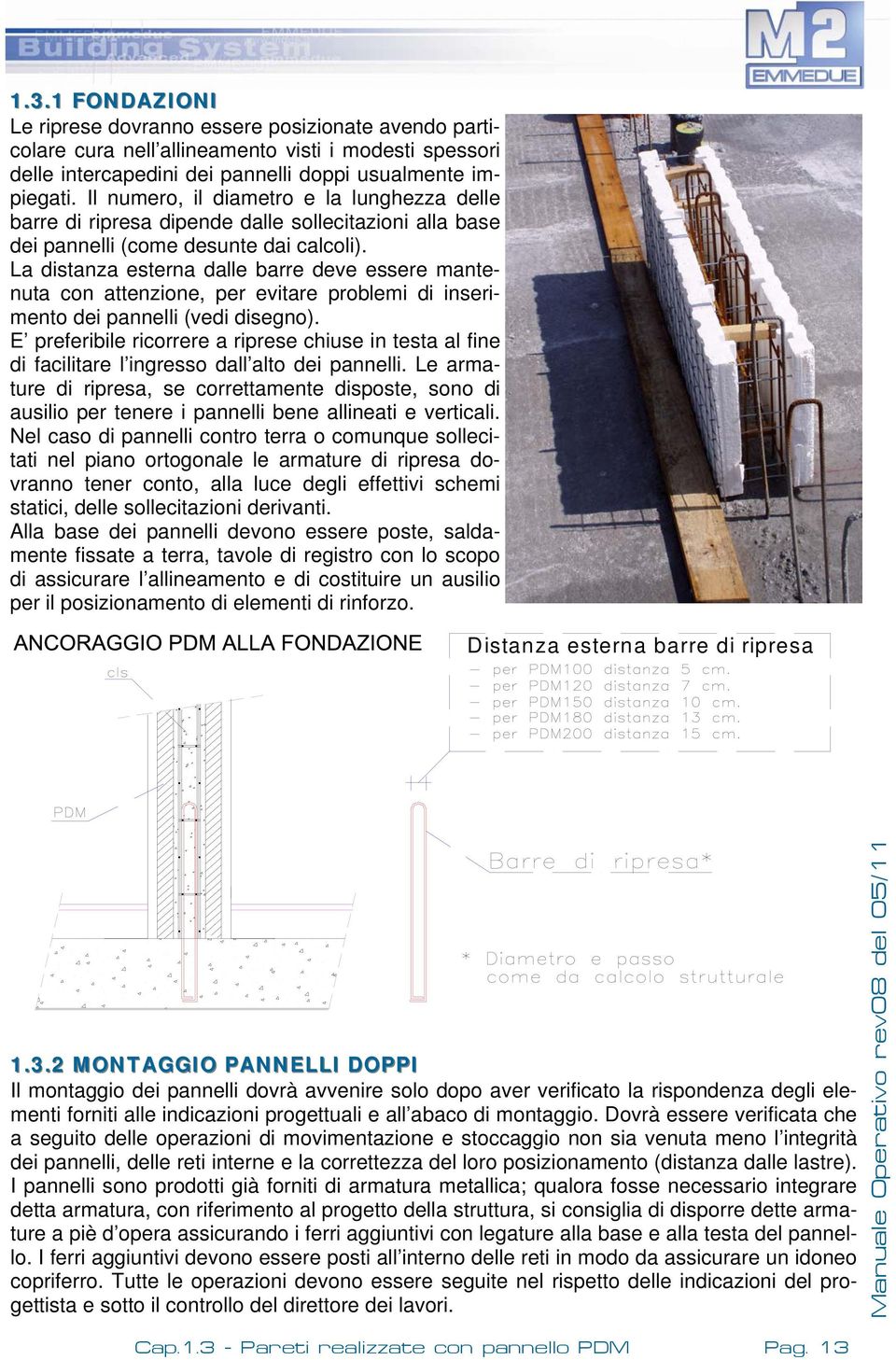 La distanza esterna dalle barre deve essere mantenuta con attenzione, per evitare problemi di inserimento dei pannelli (vedi disegno).