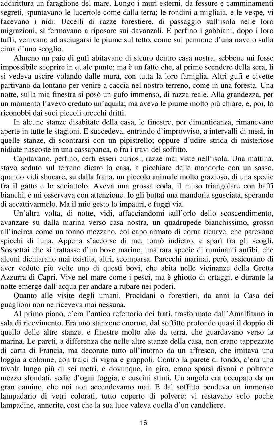 E perfino i gabbiani, dopo i loro tuffi, venivano ad asciugarsi le piume sul tetto, come sul pennone d una nave o sulla cima d uno scoglio.