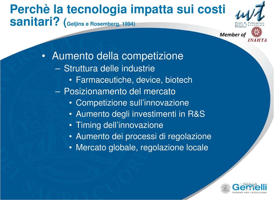 Farmaceutiche, device, biotech Posizionamento del mercato Competizione sull