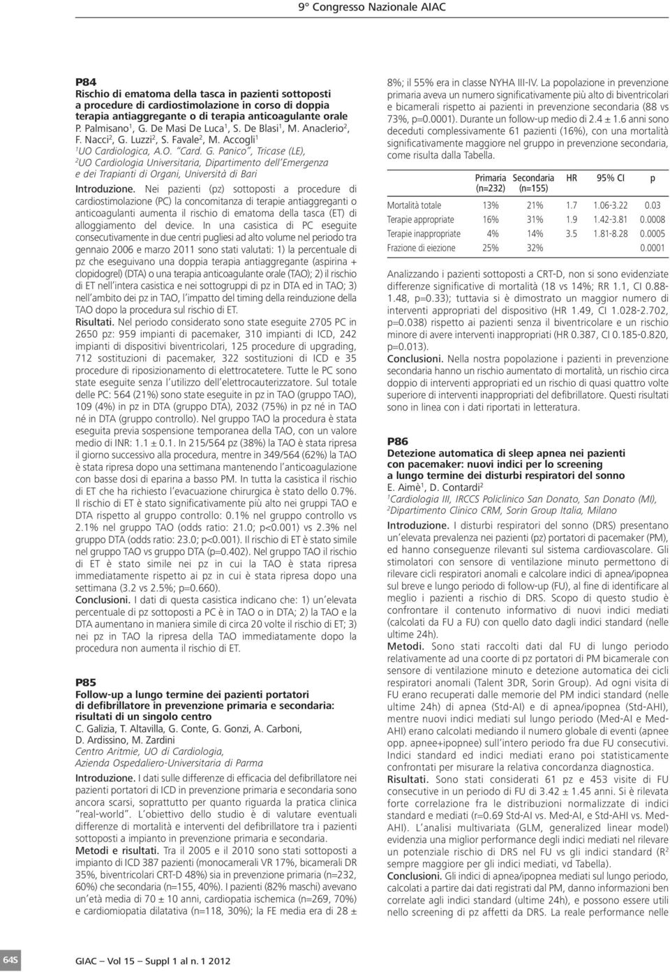 Nei pazienti (pz) sottoposti a procedure di cardiostimolazione (PC) la concomitanza di terapie antiaggreganti o anticoagulanti aumenta il rischio di ematoma della tasca (ET) di alloggiamento del