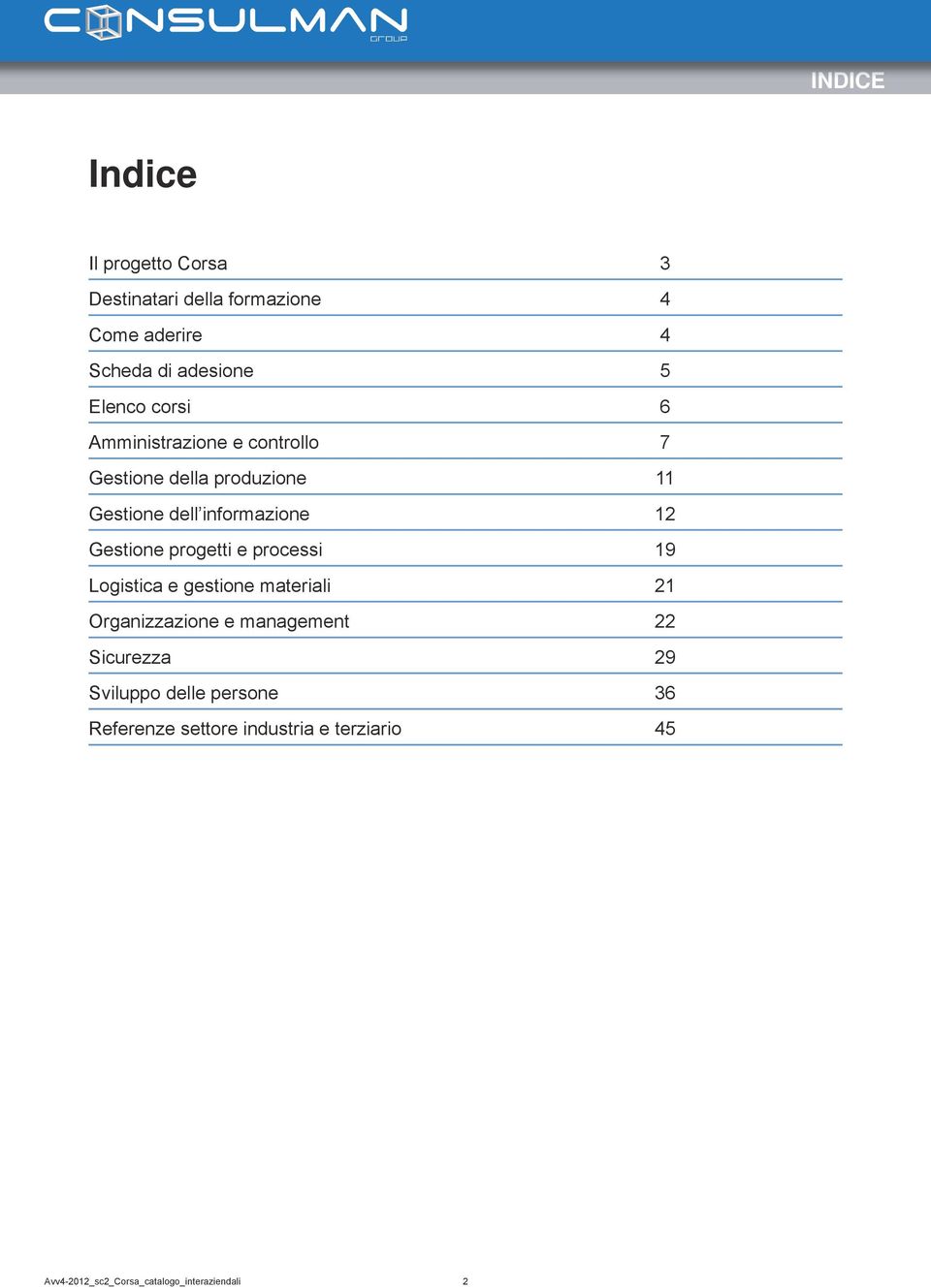 progetti e processi 19 Logistica e gestione materiali 21 Organizzazione e management 22 Sicurezza 29