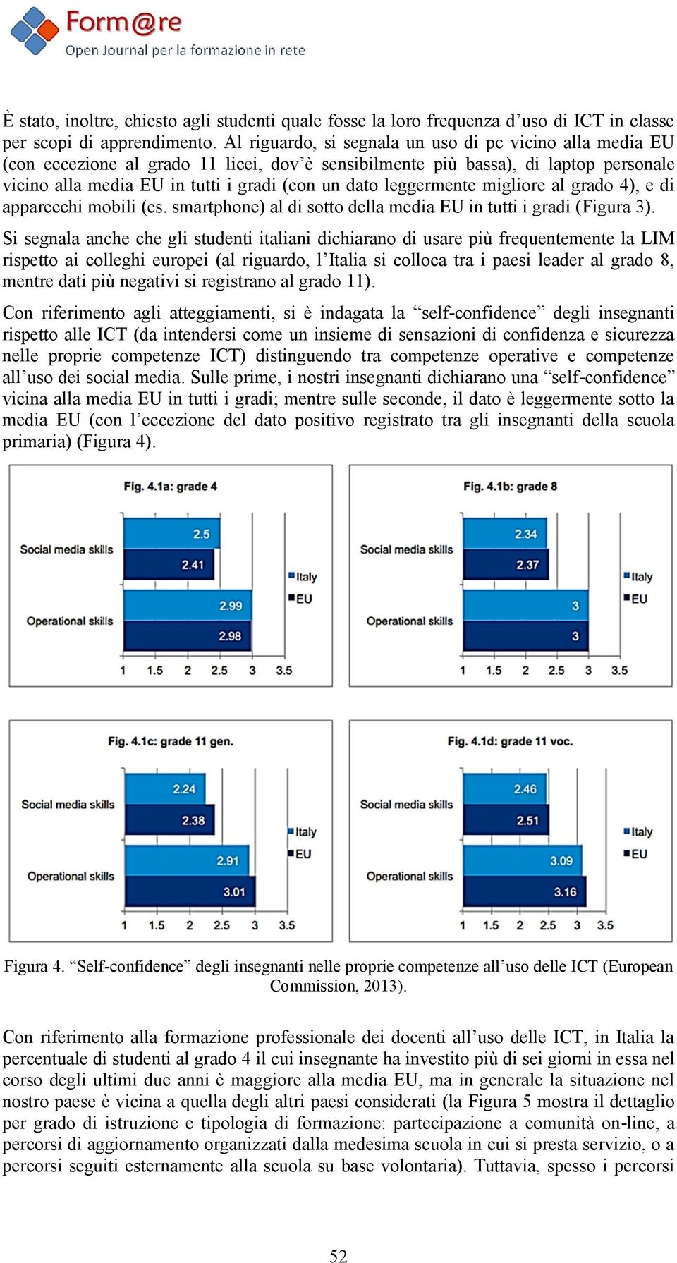 leggermente migliore al grado 4), e di apparecchi mobili (es. smartphone) al di sotto della media EU in tutti i gradi (Figura 3).