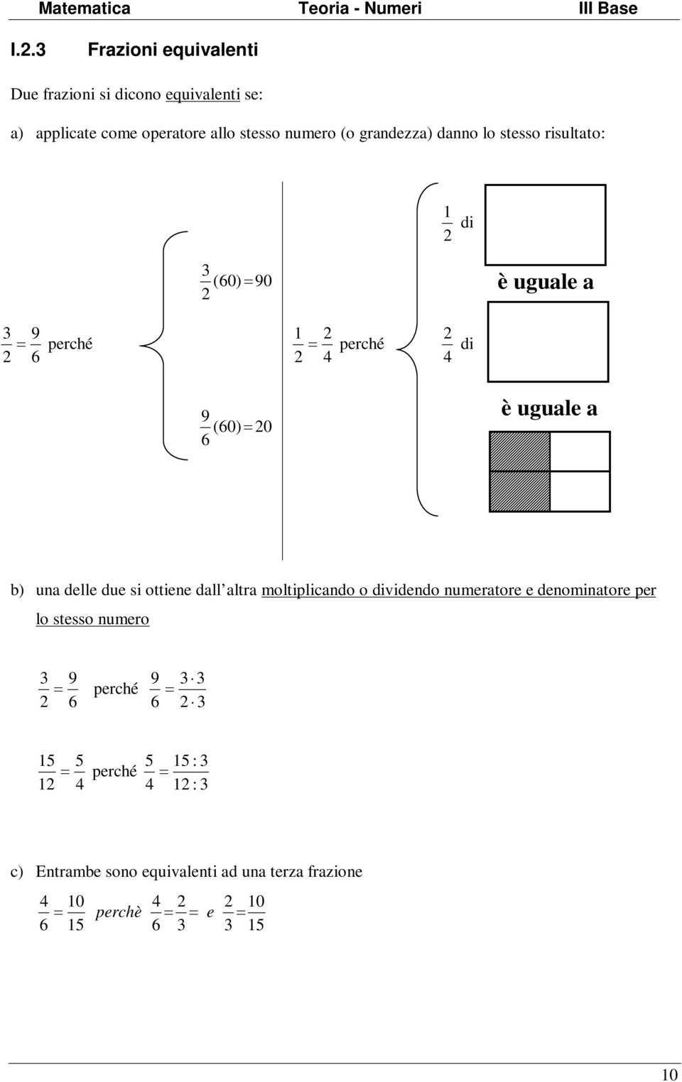 uguale a b) una delle due si ottiene dall altra moltiplicando o dividendo numeratore e denominatore per lo