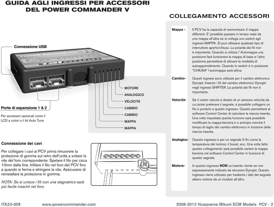 E possibile passare in tempo reale da una mappa all altra se si collega uno switch agli ingressi MAPPA. Si può utilizzare qualsiasi tipo di interruttore aperto/chiuso.