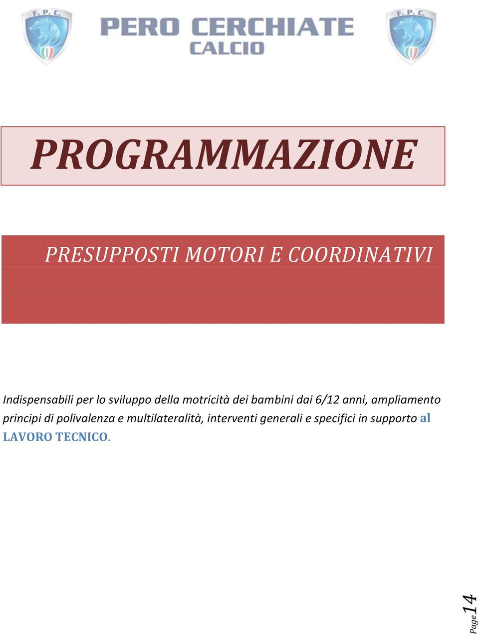 dai 6/12 anni, ampliamento principi di polivalenza e