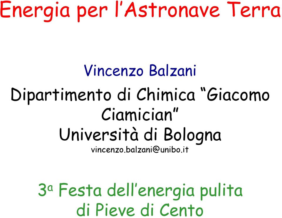 Ciamician Università di Bologna vincenzo.