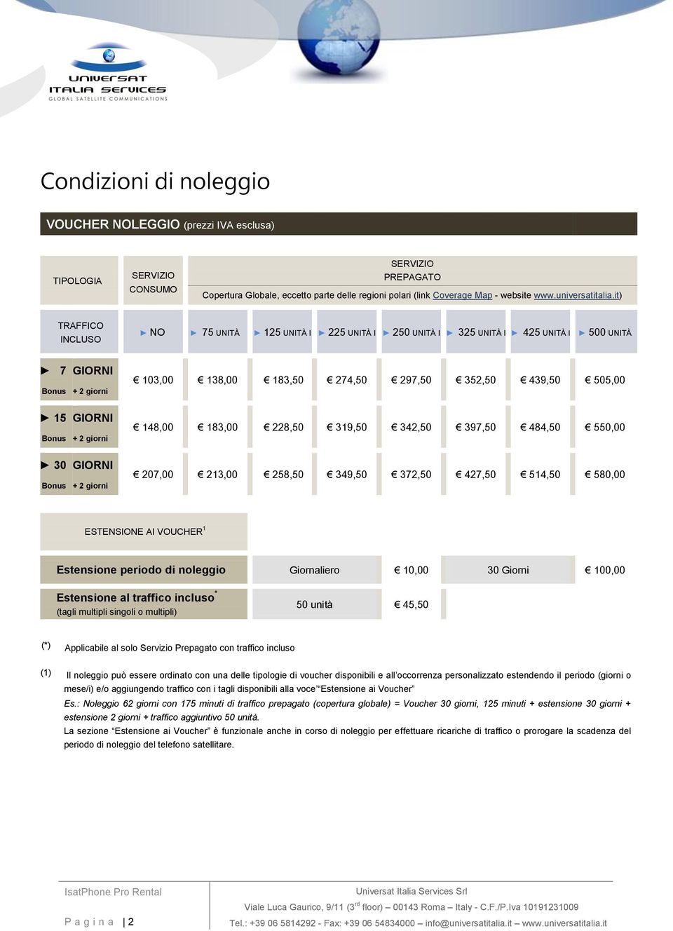 it) TRAFFICO INCLUSO NO 75 UNITÀ 125 UNITÀ I 225 UNITÀ I 250 UNITÀ I 325 UNITÀ I 425 UNITÀ I 500 UNITÀ 7 Bonus 15 Bonus 30 Bonus GIORNI + 2 giorni GIORNI + 2 giorni GIORNI + 2 giorni 103,00 138,00