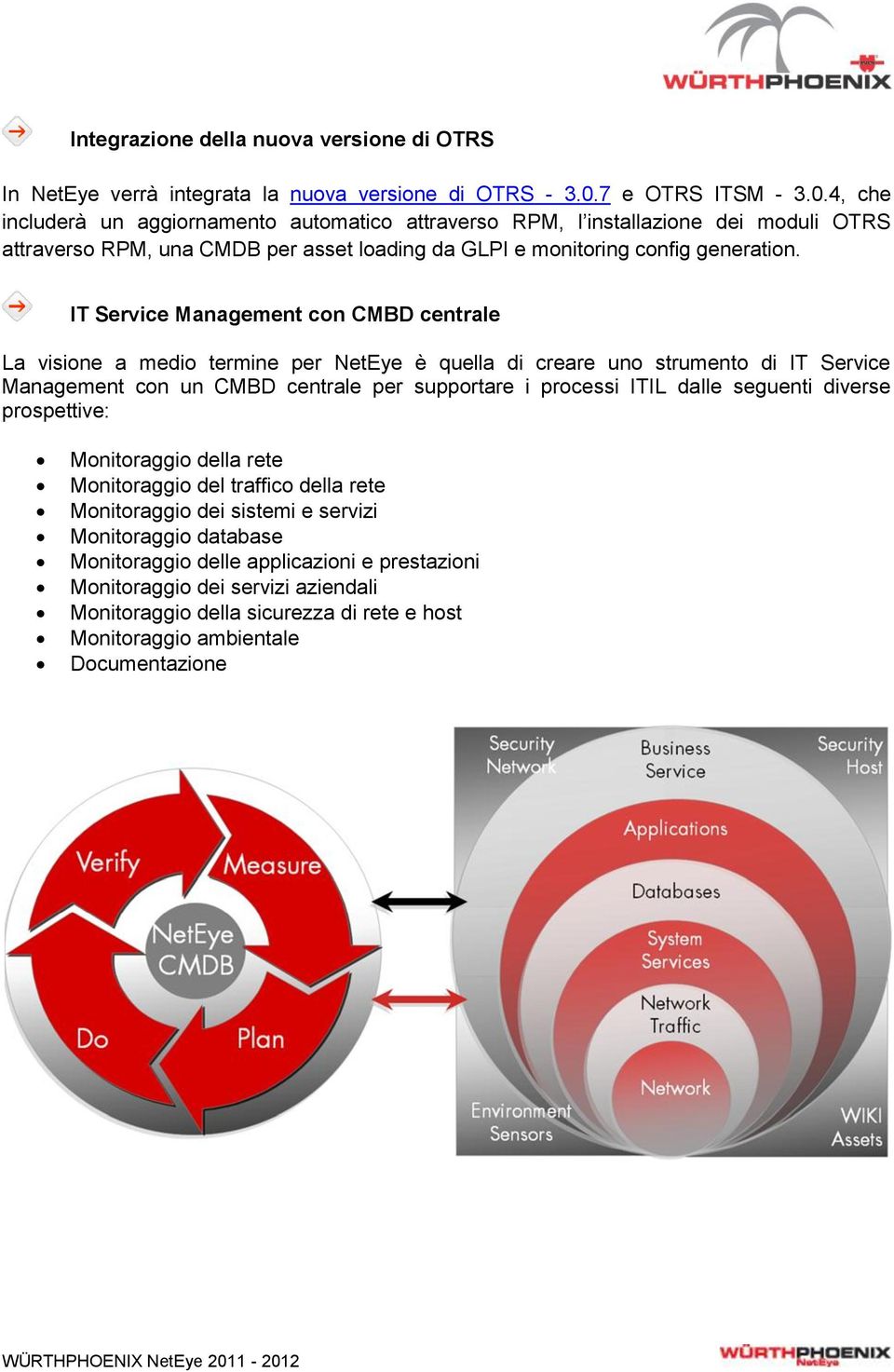 IT Service Management con CMBD centrale La visione a medio termine per NetEye è quella di creare uno strumento di IT Service Management con un CMBD centrale per supportare i processi ITIL dalle