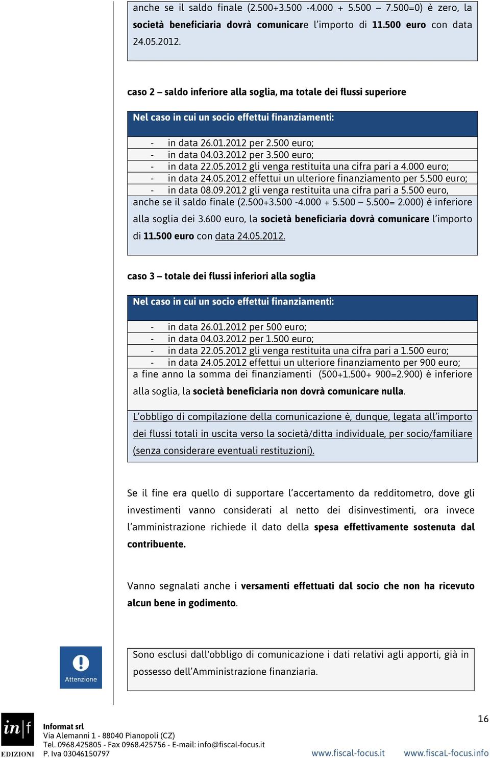 500 euro; - in data 22.05.2012 gli venga restituita una cifra pari a 4.000 euro; - in data 24.05.2012 effettui un ulteriore finanziamento per 5.500 euro; - in data 08.09.