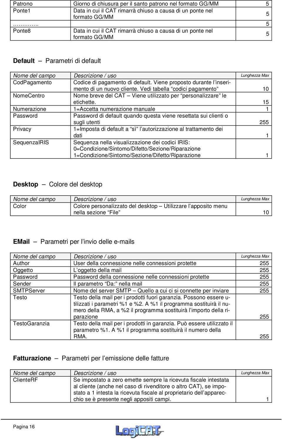 default. Viene proposto durante l inserimento di un nuovo cliente. Vedi tabella codici pagamento 10 NomeCentro Nome breve del CAT Viene utilizzato per personalizzare le etichette.