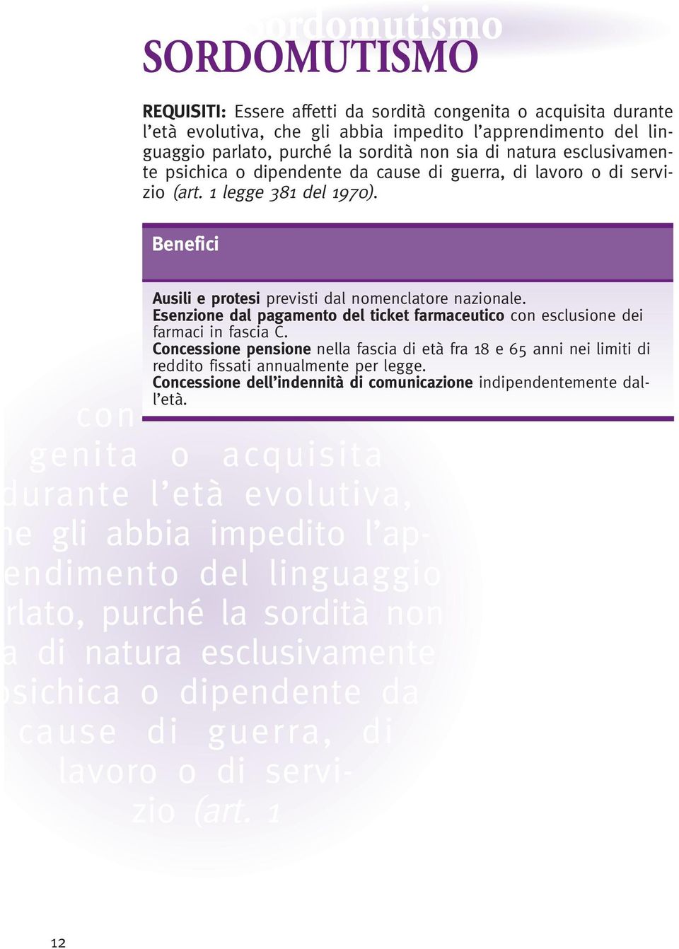 Esenzione dal pagamento del ticket farmaceutico con esclusione dei farmaci in fascia C. Concessione pensione nella fascia di età fra 18 e 65 anni nei limiti di reddito fissati annualmente per legge.