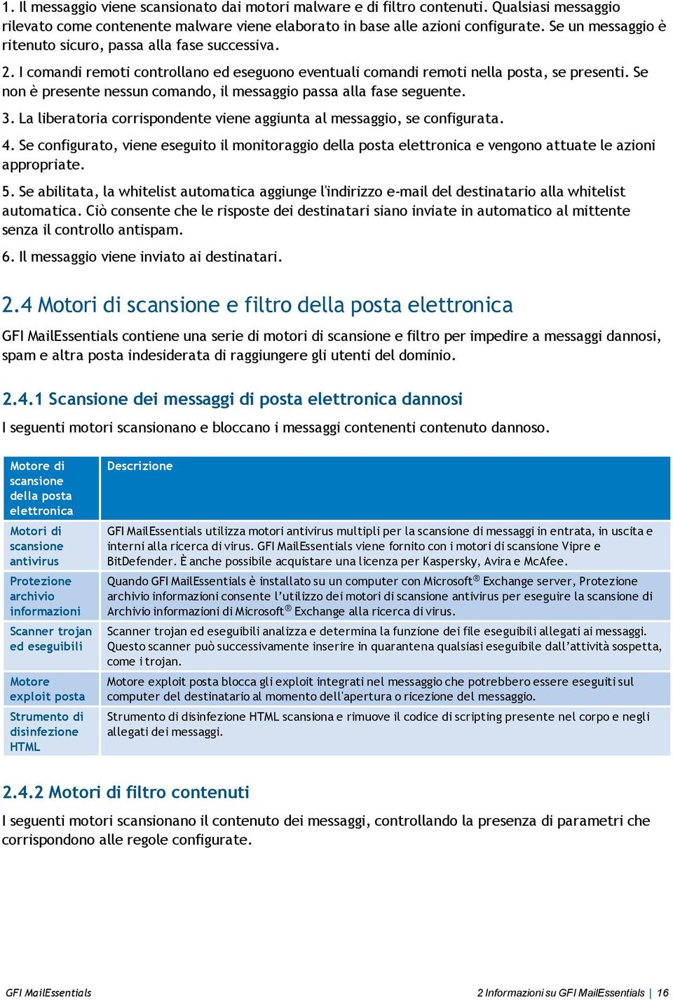 Se non è presente nessun comando, il messaggio passa alla fase seguente. 3. La liberatoria corrispondente viene aggiunta al messaggio, se configurata. 4.