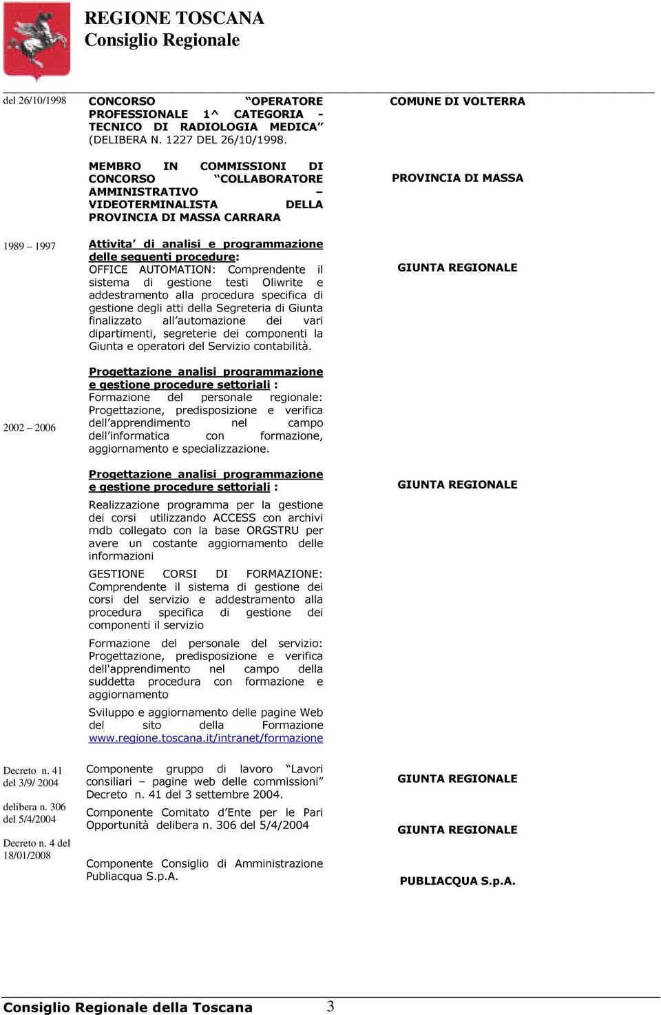 OFFICE AUTOMATION: Comprendente il sistema di gestione testi Oliwrite e addestramento alla procedura specifica di gestione degli atti della Segreteria di Giunta finalizzato all automazione dei vari