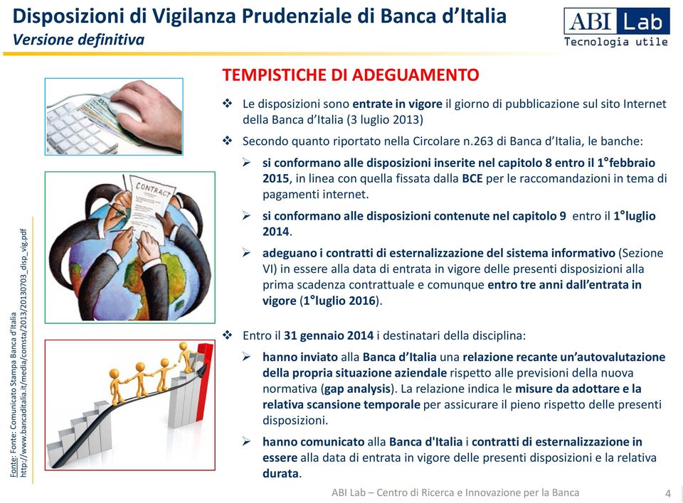 pdf Le disposizioni sono entrate in vigore il giorno di pubblicazione sul sito Internet della Banca d Italia (3 luglio 2013) Secondo quanto riportato nella Circolare n.