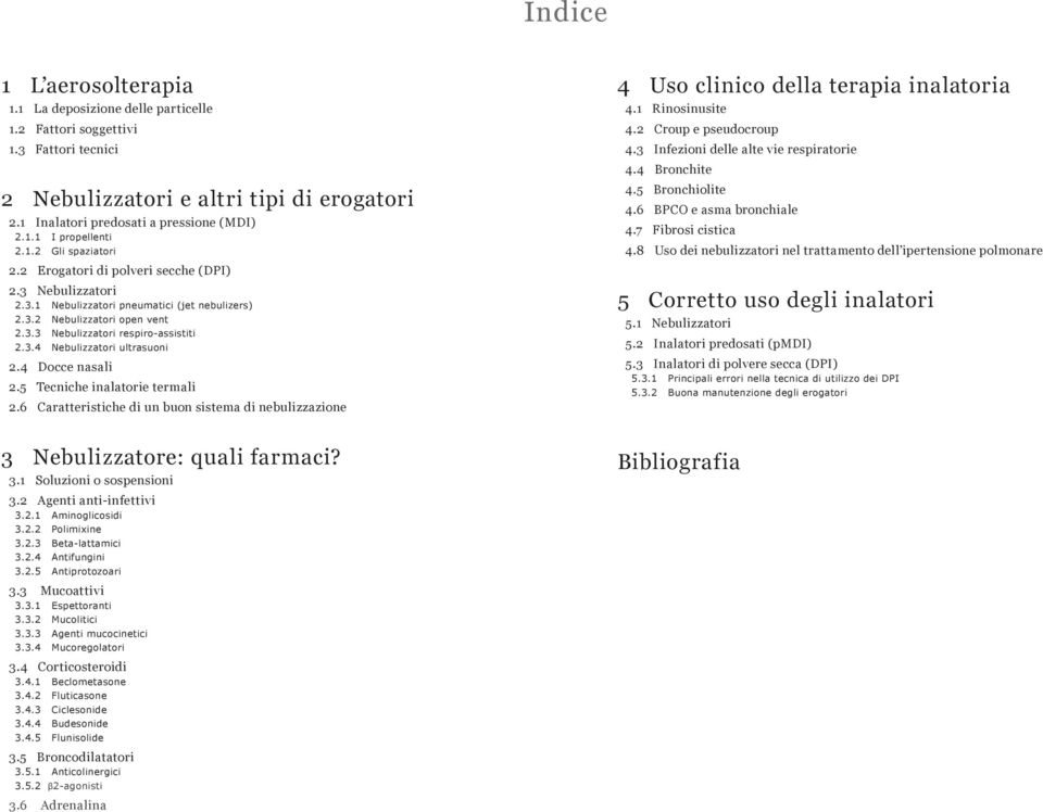 4 Docce nasali 2.5 Tecniche inalatorie termali 2.6 Caratteristiche di un buon sistema di nebulizzazione 3 Nebulizzatore: quali farmaci? 3.1 Soluzioni o sospensioni 3.2 Agenti anti-infettivi 3.2.1 Aminoglicosidi 3.