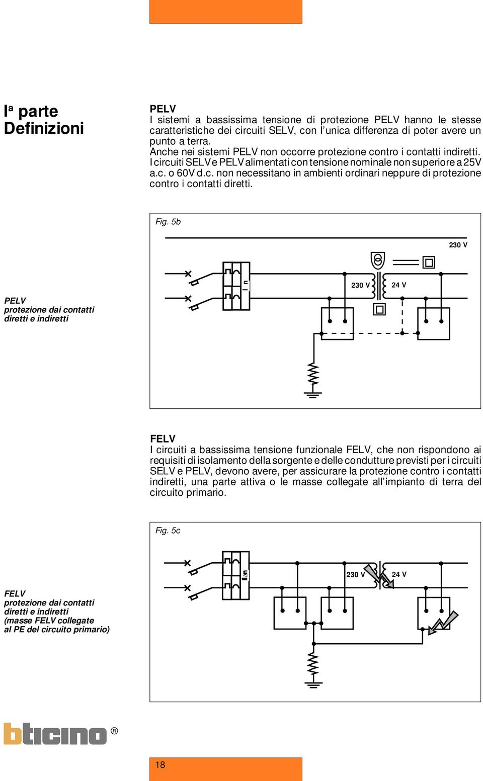 Fig. 5b 230 V 230 V 24 V PELV protezione dai contatti diretti e indiretti FELV I circuiti a bassissima tensione funzionale FELV, che non rispondono ai requisiti di isolamento della sorgente e delle