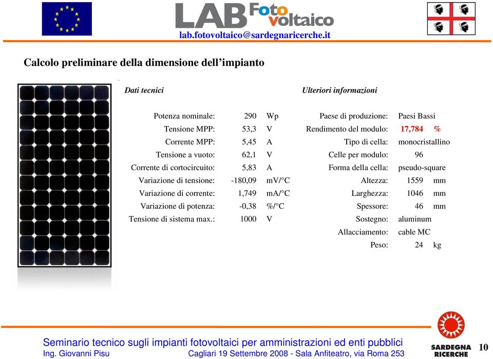 cortocircuito: 5,83 A Forma della cella: pseudo-square Variazione di tensione: -180,09 mv/ C Altezza: 1559 mm Variazione di corrente: 1,749 ma/ C