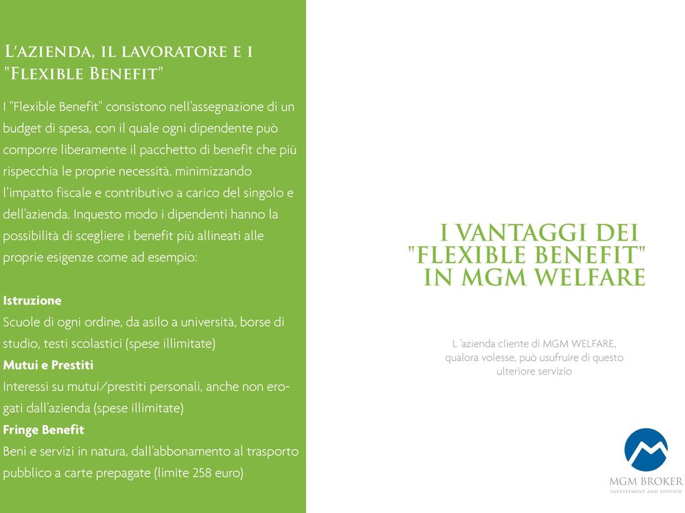 Inquesto modo i dipendenti hanno la possibilità di scegliere i benefit più allineati alle proprie esigenze come ad esempio: Istruzione Scuole di ogni ordine, da asilo a università, borse di studio,