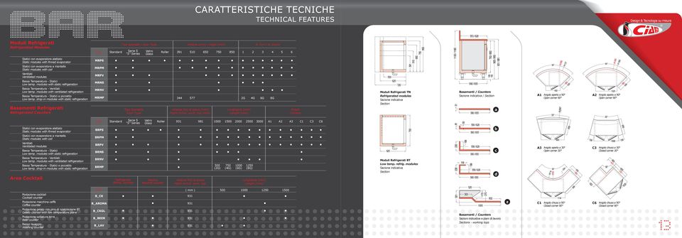 modules with ventilated refrigeration Bassa Temperatura - Statici a pozzetto Low temp.