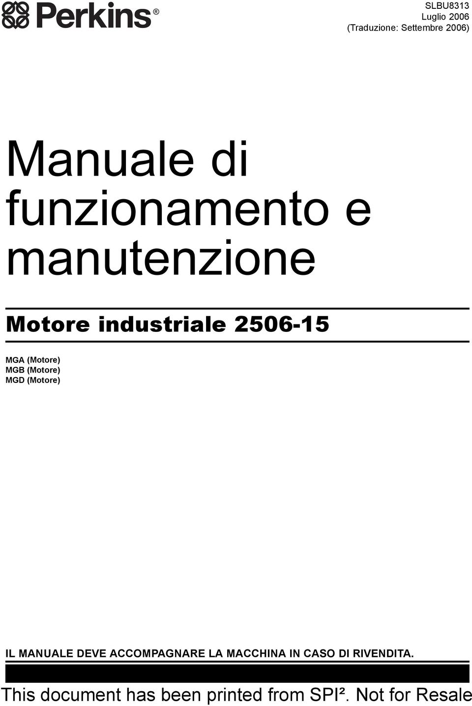 industriale 2506-15 MGA (Motore) MGB (Motore) MGD