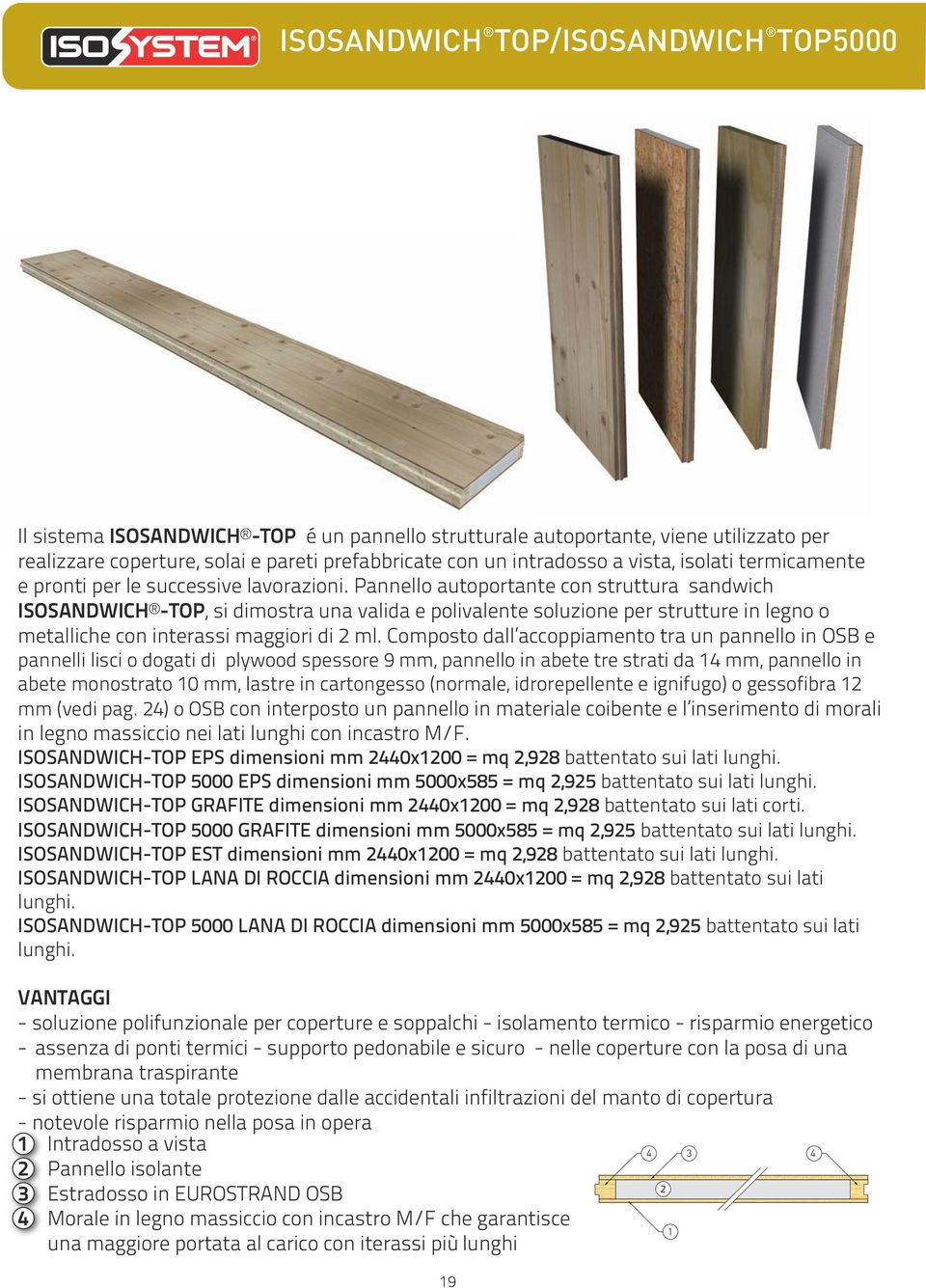 Pannello autoportante con struttura sandwich ISOSANDWICH -TOP, si dimostra una valida e polivalente soluzione per strutture in legno o metalliche con interassi maggiori di 2 ml.