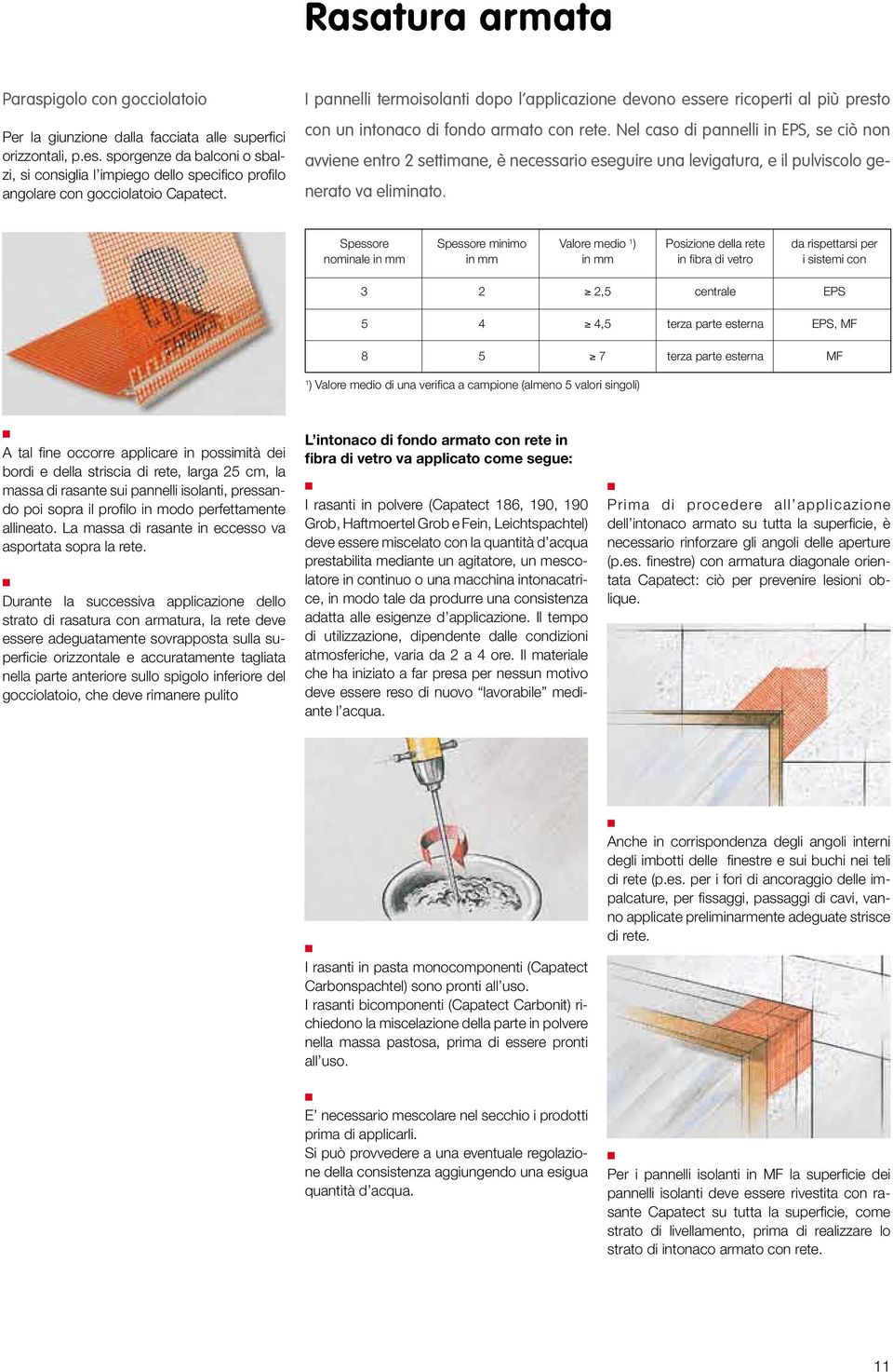 I paelli termoisolati dopo l applicazioe devoo essere ricoperti al più presto co u itoaco di fodo armato co rete.