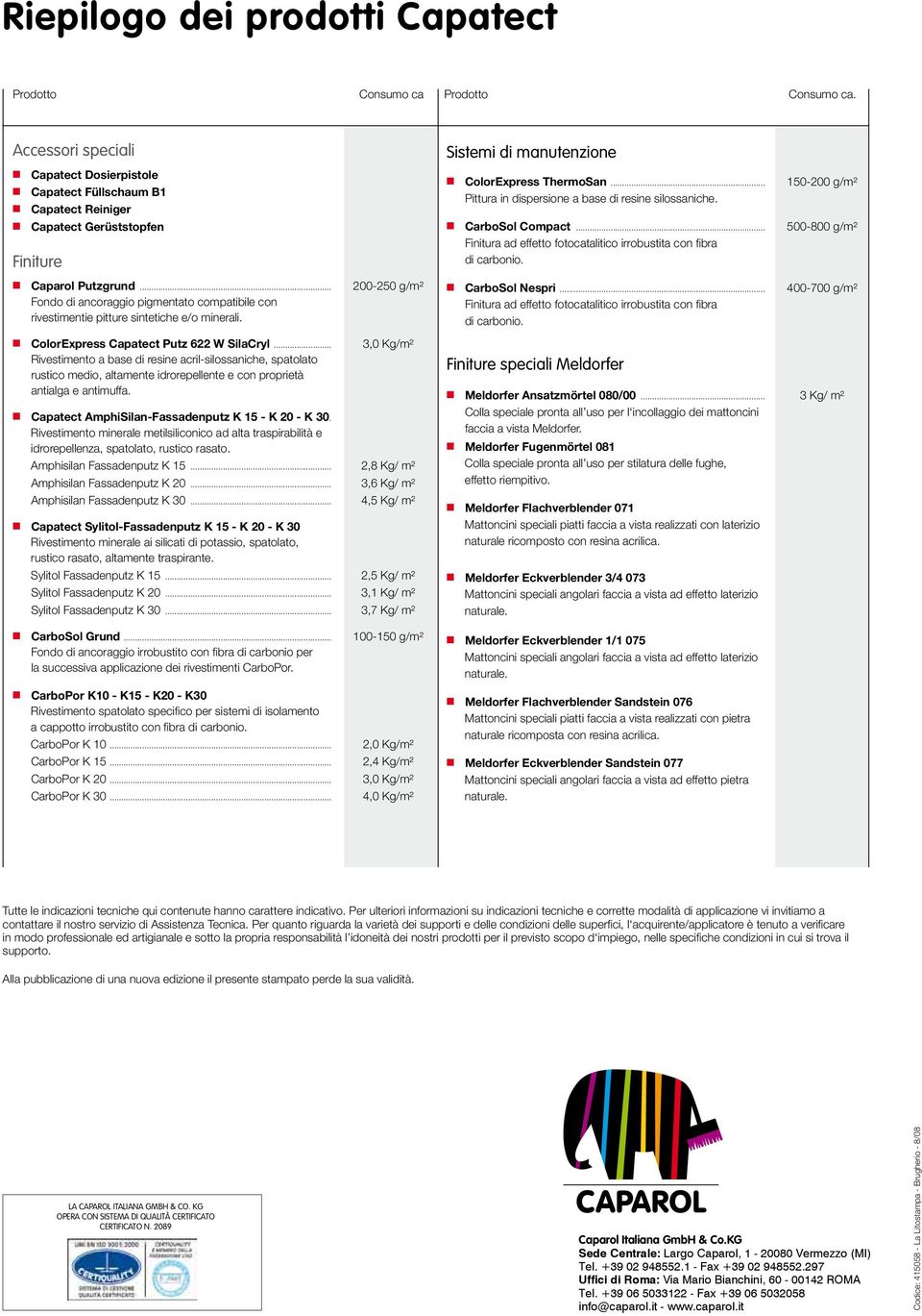 Caparol Putzgrud... Fodo di acoraggio pigmetato compatibile co rivestimetie pitture sitetiche e/o mierali. 200-250 g/m² CarboSol Nespri.