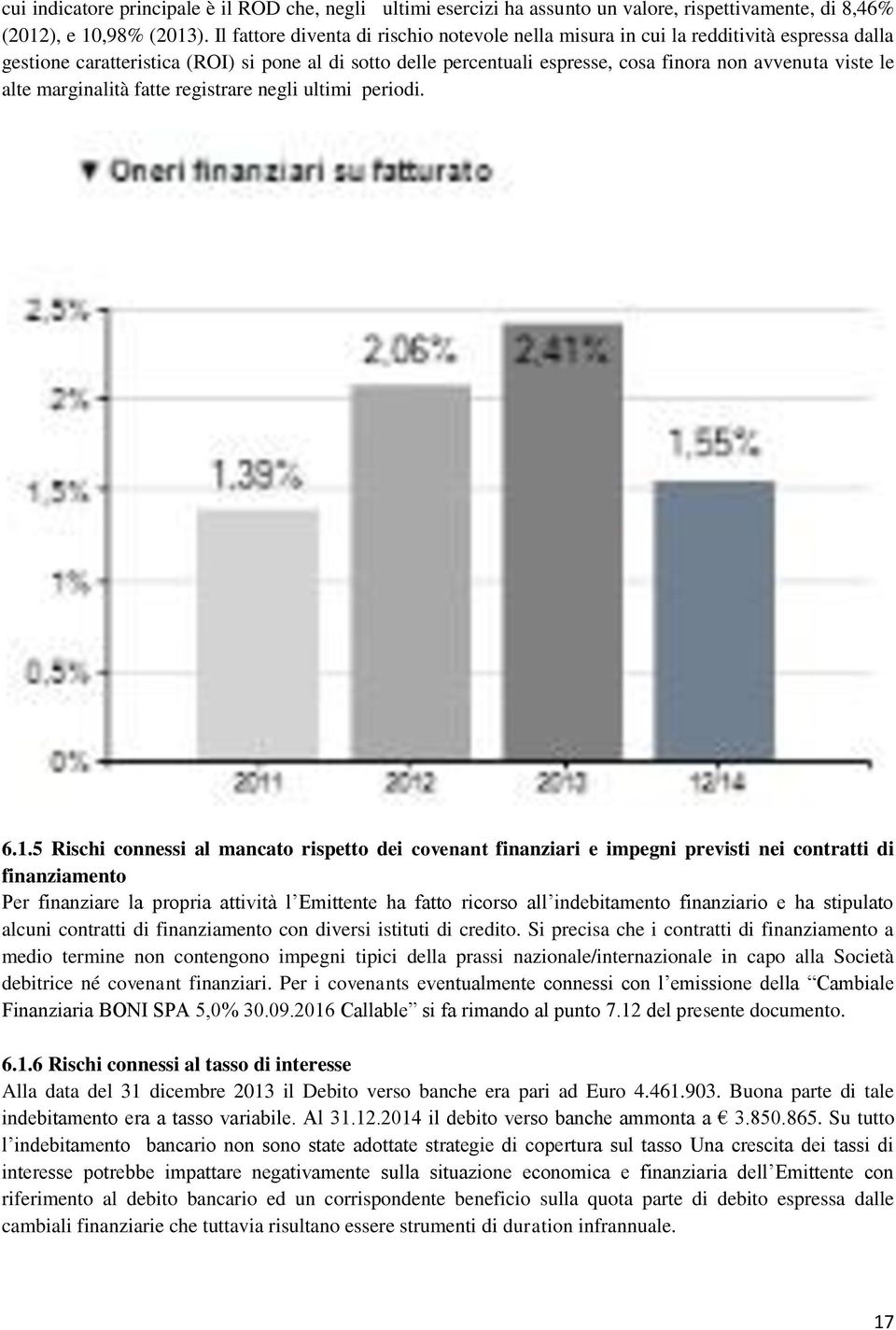 le alte marginalità fatte registrare negli ultimi periodi. 6.1.