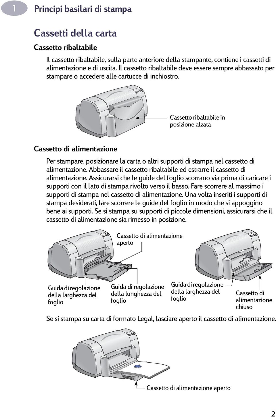 Cassetto ribaltabile in posizione alzata Cassetto di alimentazione Per stampare, posizionare la carta o altri supporti di stampa nel cassetto di alimentazione.