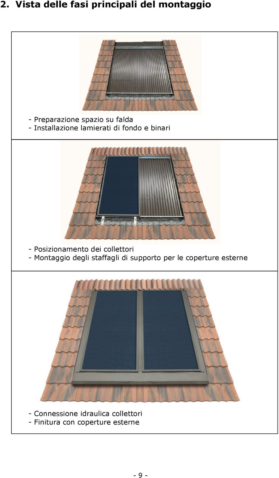 collettori - Montaggio degli staffagli di supporto per le coperture