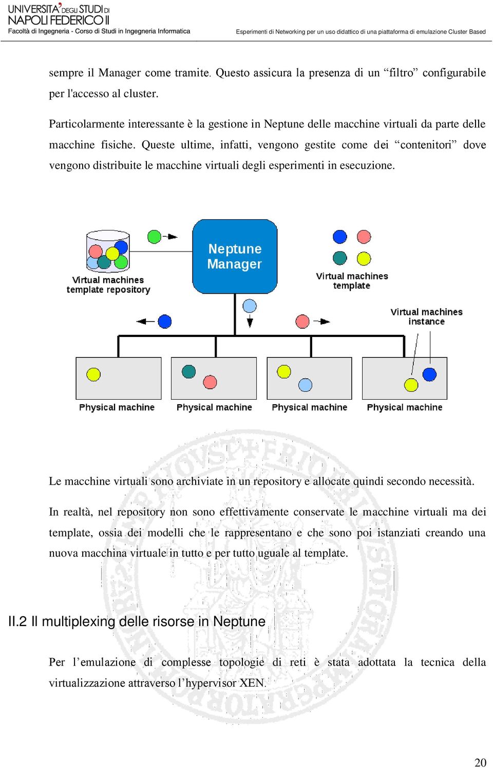 Queste ultime, infatti, vengono gestite come dei contenitori dove vengono distribuite le macchine virtuali degli esperimenti in esecuzione.