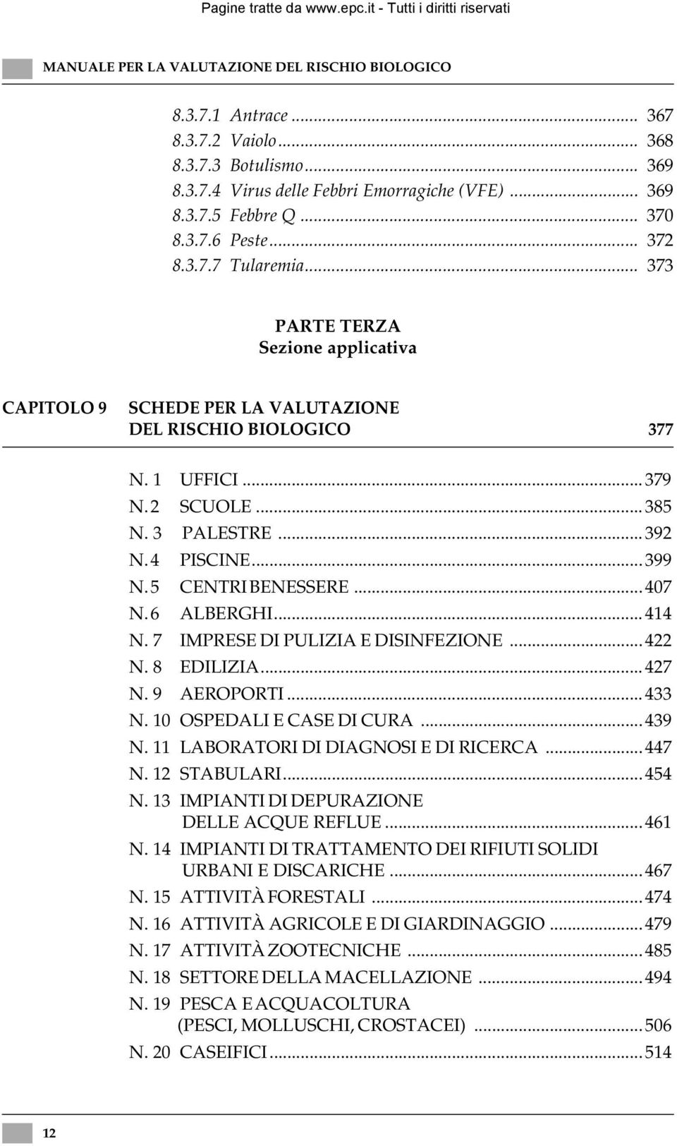 ..399 N. 5 CENTRI BENESSERE...407 N. 6 ALBERGHI...414 N. 7 IMPRESE DI PULIZIA E DISINFEZIONE...422 N. 8 EDILIZIA...427 N. 9 AEROPORTI...433 N. 10 OSPEDALI E CASE DI CURA...439 N.