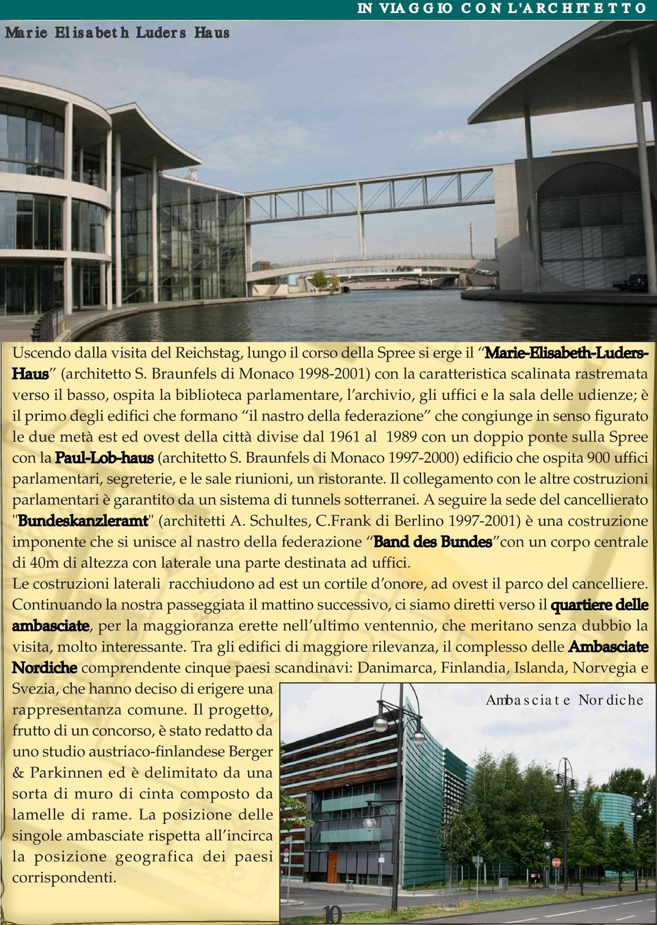 che formano il nastro della federazione che congiunge in senso figurato le due metà est ed ovest della città divise dal 1961 al 1989 con un doppio ponte sulla Spree con la Paul-Lob-haus (architetto S.