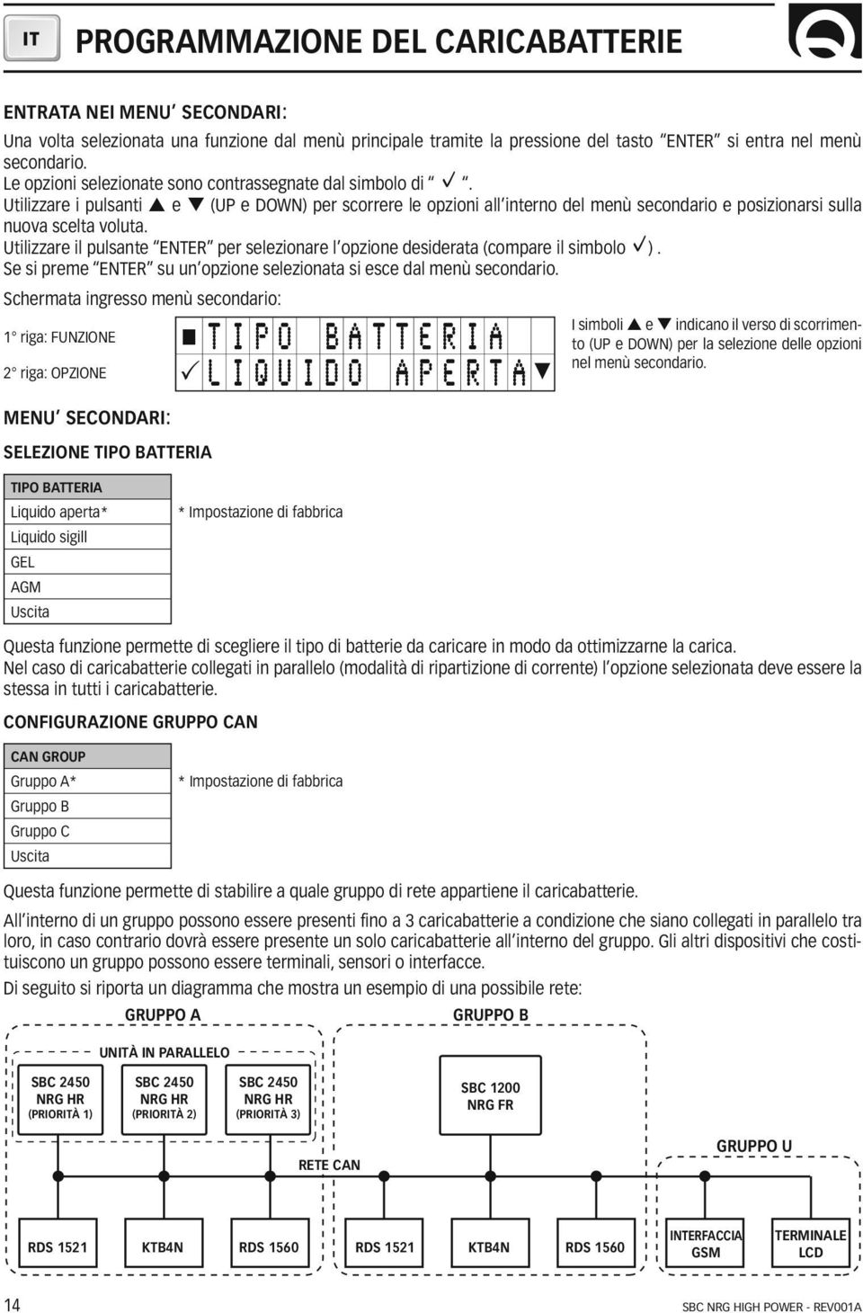 Utilizzare il pulsante ENTER per selezionare l opzione desiderata (compare il simbolo ). Se si preme ENTER su un opzione selezionata si esce dal menù secondario.