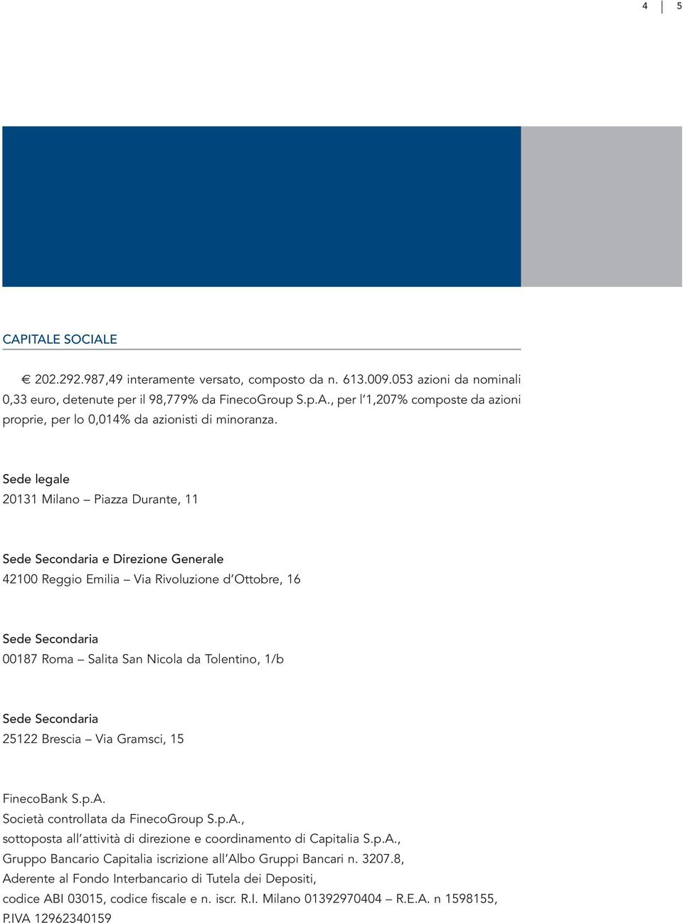 Secondaria 25122 Brescia Via Gramsci, 15 FinecoBank S.p.A. Società controllata da FinecoGroup S.p.A., sottoposta all attività di direzione e coordinamento di Capitalia S.p.A., Gruppo Bancario Capitalia iscrizione all Albo Gruppi Bancari n.