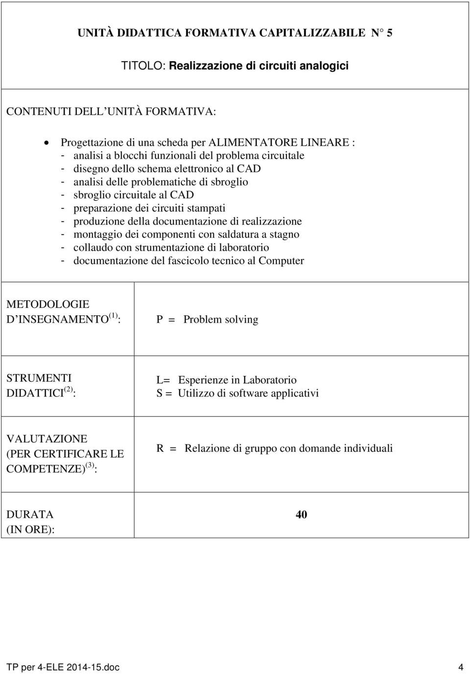 circuiti stampati - produzione della documentazione di realizzazione - montaggio dei componenti con saldatura a stagno - collaudo con strumentazione di laboratorio -