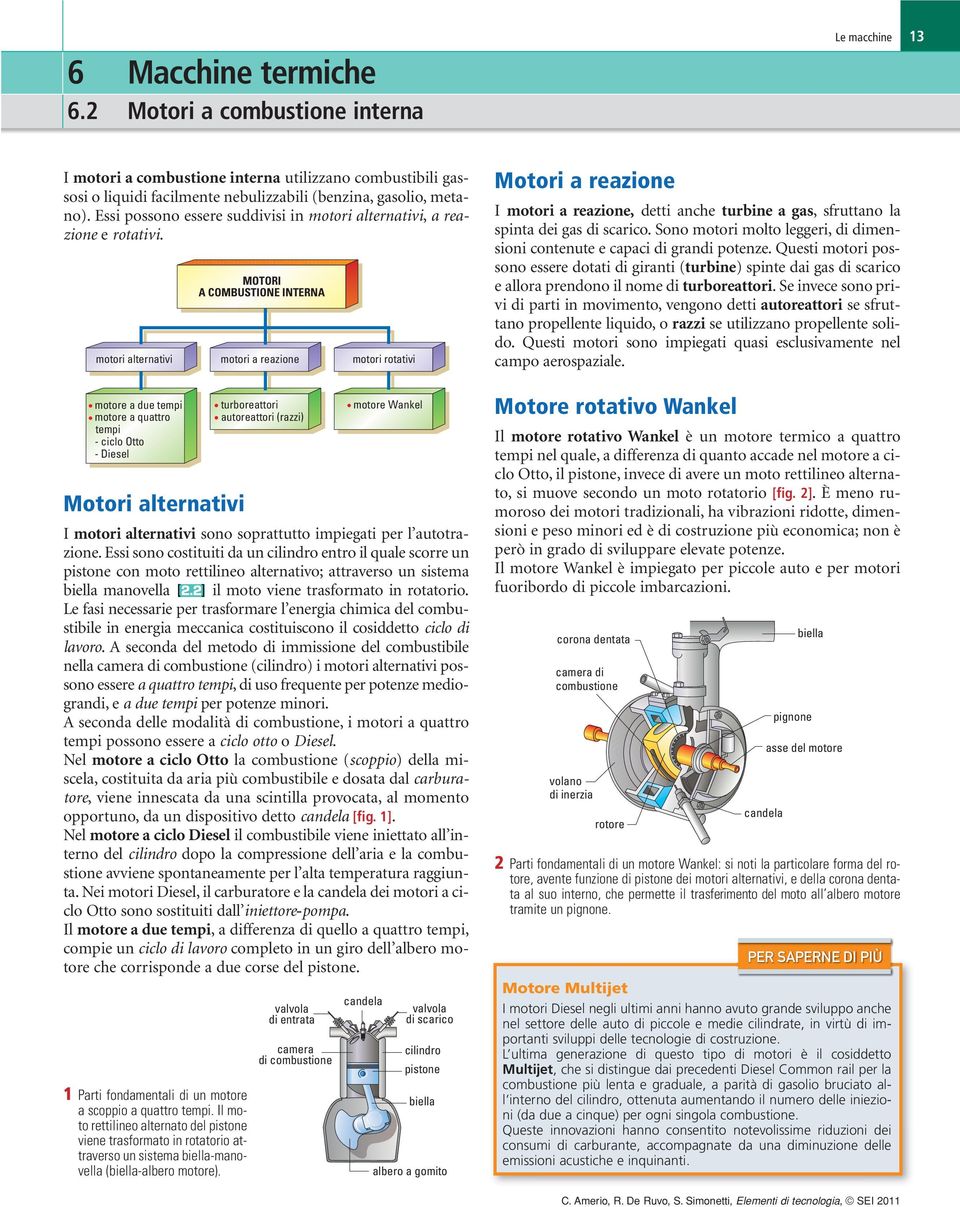 motori alternativi motori a reazione motori rotativi motore a due tempi motore a quattro tempi - ciclo Otto - Diesel Motori alternativi I motori alternativi sono soprattutto impiegati per l
