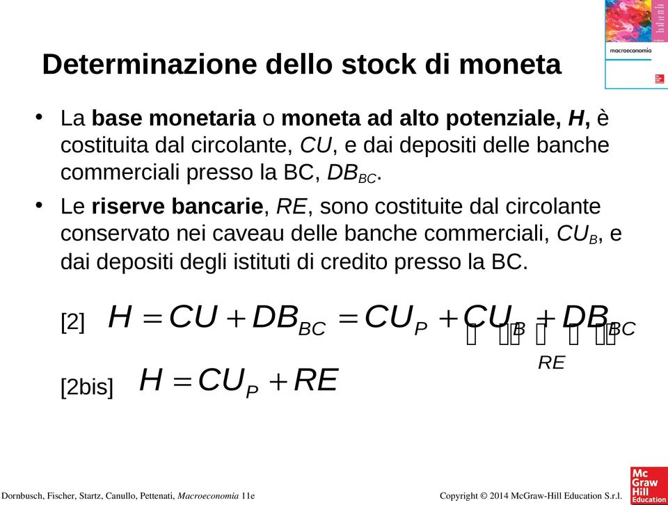 Le riserve bancarie, RE, sono costituite dal circolante conservato nei caveau delle banche