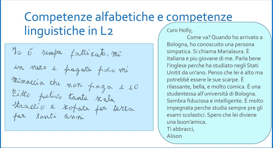 Parla bene l inglese perche ha studiato negli Stati Unitit da un ano. Penso che lei è alto ma potrebbè essere le sue scarpe.