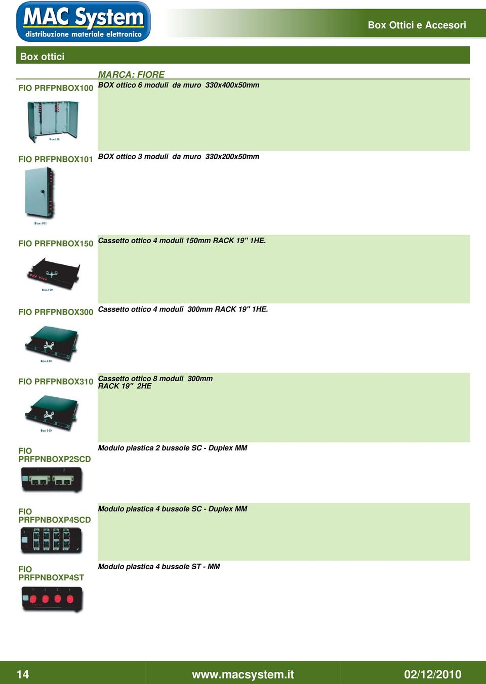 PRFPNBOX300 Cassetto ottico 4 moduli 300mm RACK 19" 1HE.