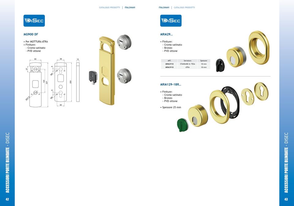 MrM2918 MrM3918 Serratura STANDARD & TESA ATRA Spessore 18 mm 18 mm MrM129-18r.